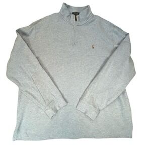 Polo Ralph Lauren Mens Quarter Zip Pullover Blue Estate Rib Cotton Classic XL